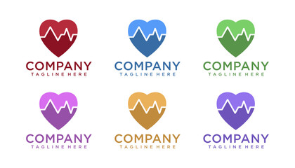 heartbeat medical logo design with six color