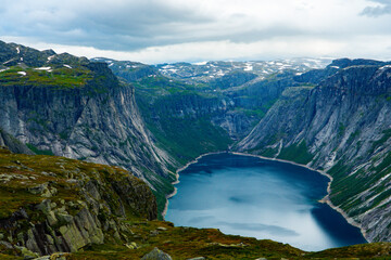 Naklejka na ściany i meble Fjord view from Trolltunga