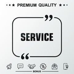 Obraz premium Service writing icon. Text inside quote symbol