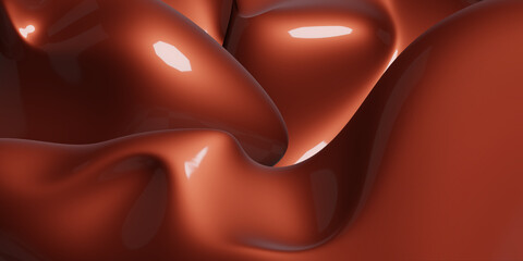 Abstract red water drop shape, free shape, glossy texture 3d illustration