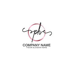 Fototapeta na wymiar Letter PH Beautiful handwriting logo