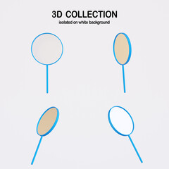 Magnifying glass isolated on white background, Science equipment - 3D render