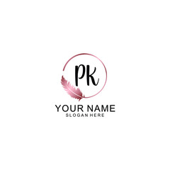 Letter PK Beautiful handwriting logo - obrazy, fototapety, plakaty