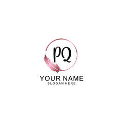 Letter PQ Beautiful handwriting logo