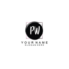 Letter PW Beautiful handwriting logo