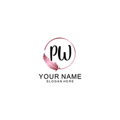 Letter PW Beautiful handwriting logo