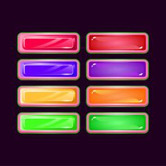 Set of game ui funny pink diamond and jelly colorful button for gui asset elements vector illustration