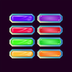Fototapeta premium Set of game ui polygon fantasy diamond and jelly colorful button for gui asset elements vector illustration