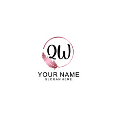 Letter QW Beautiful handwriting logo