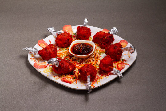 Chicken Lollipop Grilled Tandoor Tandoori Non Veg with Schezwan Dip Chutney