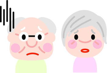 困って不安になるシニア男女