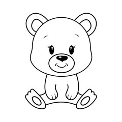 Obraz na płótnie Canvas Hand drawn bear, of black contour isolated on white background. Design element for coloring book. Vector. 