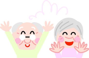 元気で喜んでいるシニア男女