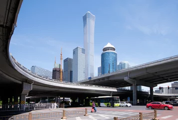 Foto op Plexiglas China Tower, a landmark building in Beijing and its surrounding buildings © zhenya