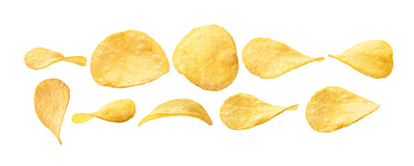 A set of potato chips. Isolated on a white background