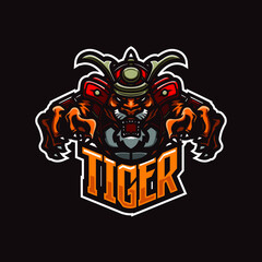 illustration vector graphic of samurai tiger perfect for e-sport team mascot and game streamer