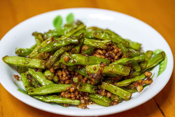 Classic Chinese cooking, stir-fried green beans