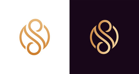 beautiful luxury letter SS monogram in infinity shape, elegant circular letter S and S logo template - obrazy, fototapety, plakaty