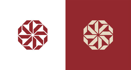 Abstract geometric octagonal flower logo