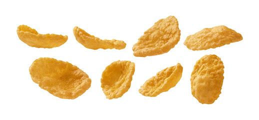 A set of rice corn flakes. Isolated on a white background