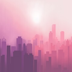 Fototapeta na wymiar Foggy Pink Abstract Cityscape Digital Illustration