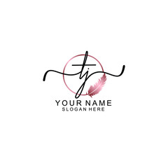 Letter TJ Beautiful handwriting logo