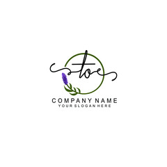 Letter TO Beautiful handwriting logo