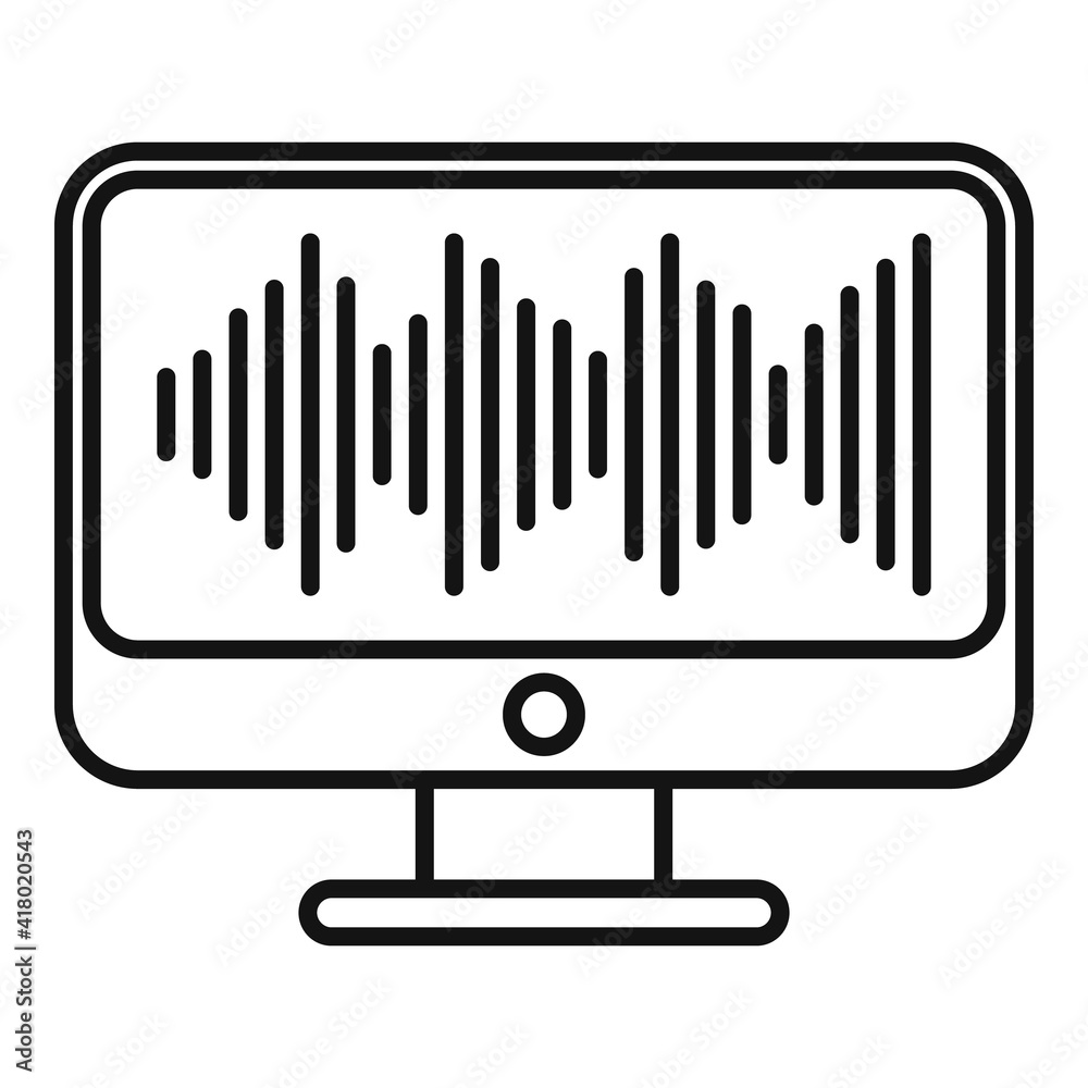 Poster computer radio online icon. outline computer radio online vector icon for web design isolated on whi