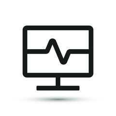 A cardiograph icon vector medical element for trendy design. Simple pictogram for mobile concept and web apps. Vector line medicine heart beat computer icon isolated on a white background.