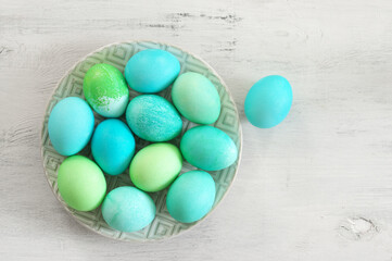 Light blue and green Easter eggs