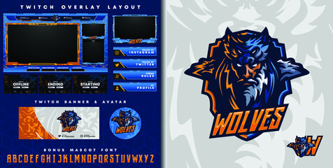 e-sport logo and streamer template of tribal wolf knight perfect for e-sport team mascot and game streamer