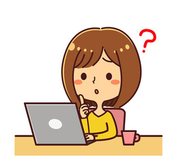 パソコン　？　疑問　女性　リモートワーク