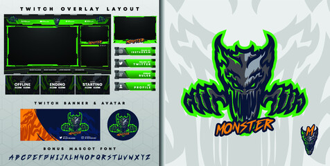 e-sport logo and streamer template of monster perfect for e-sport team mascot and game streamer © Oka