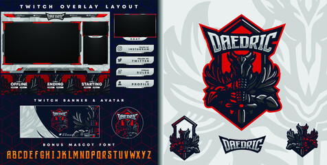 e-sport logo and streamer template of demon knight holding sword perfect for e-sport team mascot and game streamer