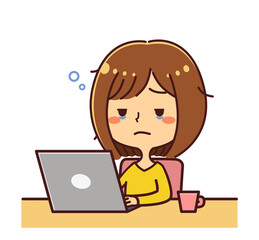 パソコン　睡眠不足　女性　リモートワーク