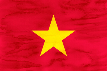 ベトナム　 国旗　水彩　和紙