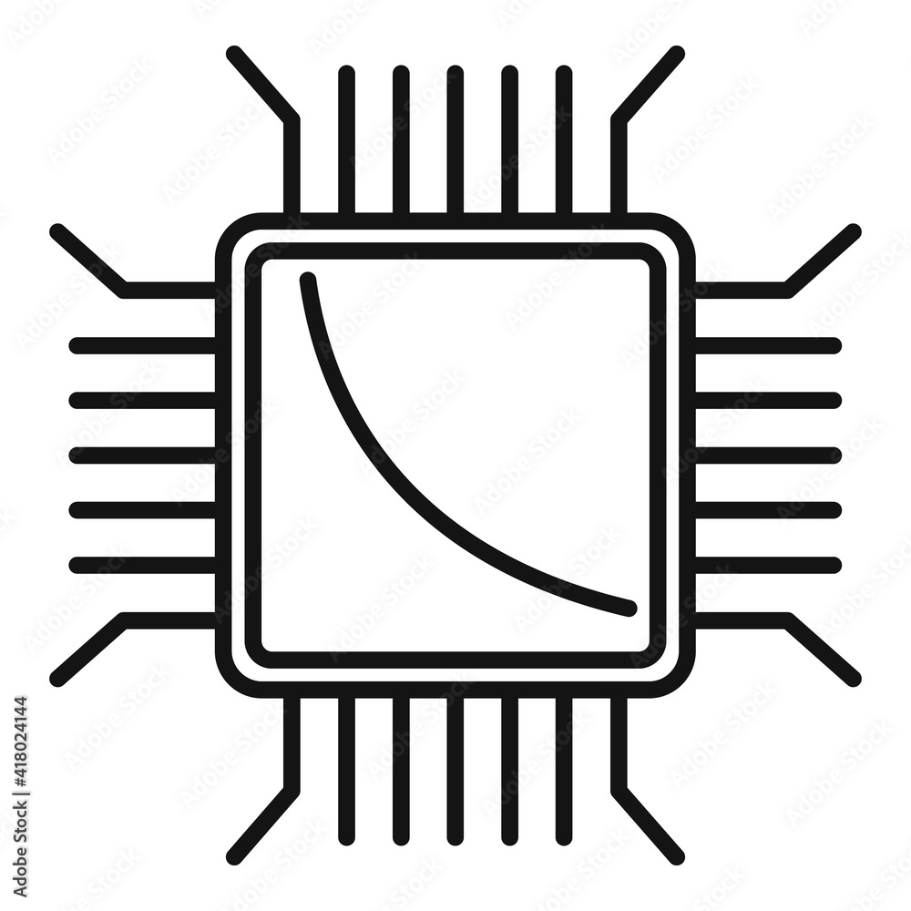 Poster nanotechnology pc microchip icon. outline nanotechnology pc microchip vector icon for web design iso