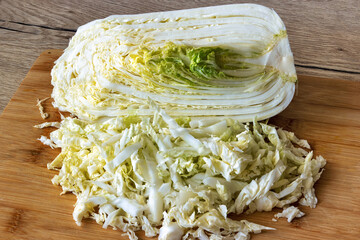 Chinese cabbage on a cutting board