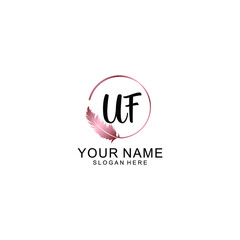 Letter UF Beautiful handwriting logo