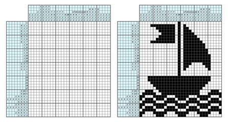 Japanese crossword puzzle. Kids and adult mathematical mosaic. Nonogram. Logic puzzle game. Digital rebus. Vector illustration