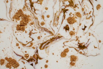 Ink bronze and gold glitter on white background.marble painting background  with bronze and gold glitter splatter. Trendy wallpaper. Ink colors.ink beautiful pattern.beige marble pattern 