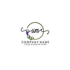 Letter UM Beautiful handwriting logo