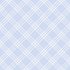 Checked pattern design in blue. Cute textured plaid seamless repeat background. Vector check.