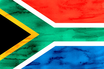 南アフリカ　 国旗　水彩　和紙