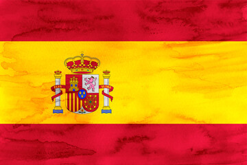 スペイン　 国旗　水彩　和紙