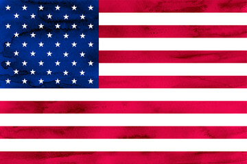 アメリカ　 国旗　水彩　和紙