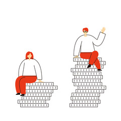 Illustrations of gender inequality. Vector illustration on white background.