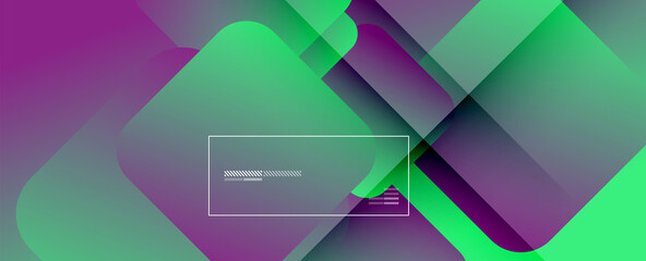 Square shapes composition geometric abstract background. 3D shadow effects and fluid gradients. Modern overlapping forms