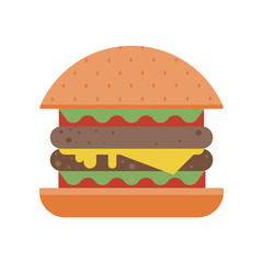 Flat Burger or Cheeseburger Fast Food Icon