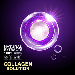 Collagen Solutions Vector Background Concept for Advertising Banner Poster SkinCare Cosmetic Products.